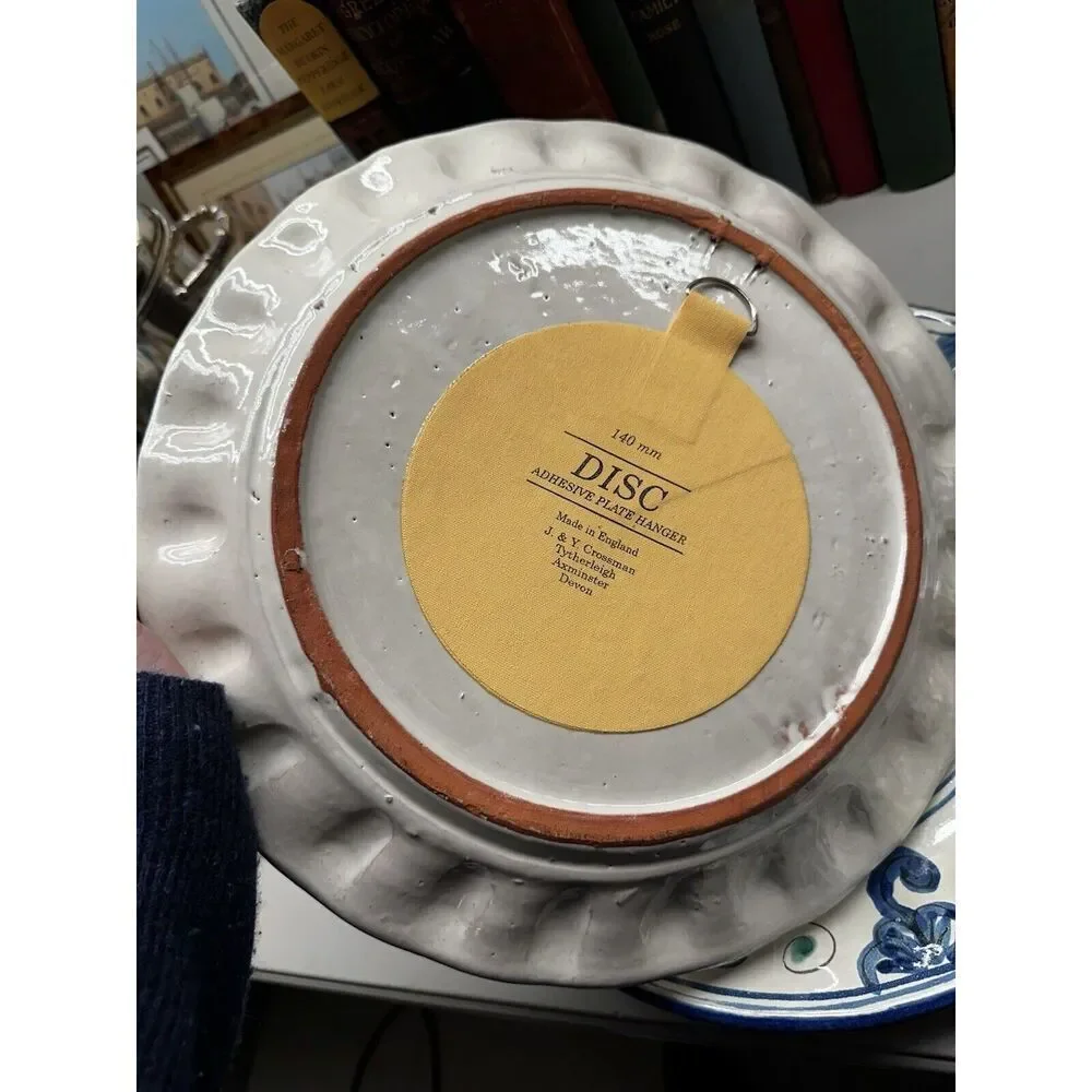(2) Provence France Hand Painted Porcelain Floral Wall Plate Wave Edging